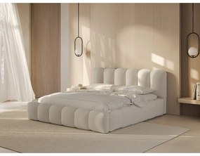 Letto matrimoniale imbottito color crema con contenitore con rete inclusa 180x200 cm Lupine – Micadoni
