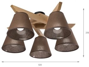 Brilagi - LED  Lampadario a plafone ANTHONY 5xE14/40W/230V quercia/marrone