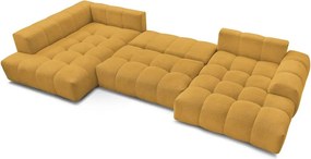 Divano angolare color senape allungabile e con contenitore (penisola a sinistra/a U) con rivestimento in ciniglia Everest – Bobochic Paris