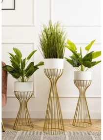 Vaso da fiori in metallo LOFT 68x20 cm oro/bianco
