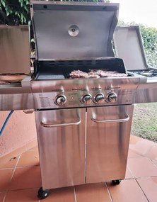 Barbecue a gas 4 bruciatori griglia e piastra