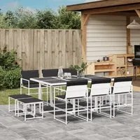 Set da Pranzo da Giardino 11 pz con Cuscini Bianco in Textilene 3295114