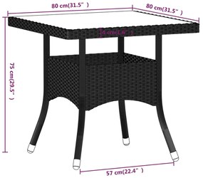 Set Mobili da Pranzo per Giardino 5 pz Polyrattan e Acacia Nero