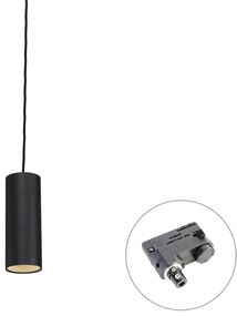 Lampada a sospensione di design nera con adattatore per binario trifase - Tubo trifase