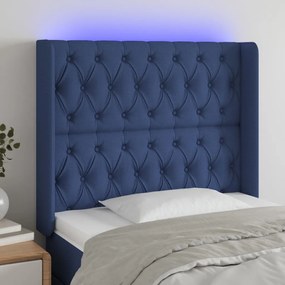 Testiera A Led Blu 93x16x118/128 Cm İn Tessuto /