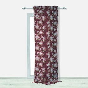 Tenda Floral bordeaux, fettuccia 140x290 cm