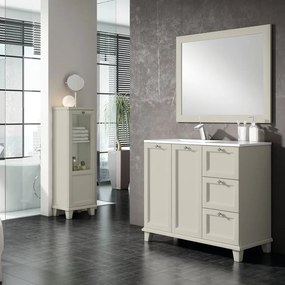 Mobile da bagno sotto lavabo Unike perla laccato opaco L 102.7 x H 85 x P 46 cm 3 cassetti 2 ante, lavabo non incluso