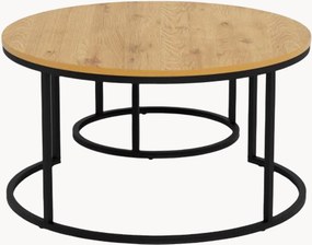 Set di 2 tavolini rotondi in legno di quercia Larchi