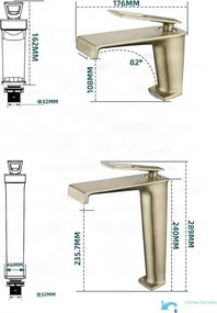 Rubinetto per lavabo ELITE EDITION BBS1257 in ottone con bocca a cascata, disponibile in più finiture — Nero — Bassa