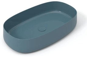 Lavabo da appoggio OLYMPIA CERAMICA ovale piletta non inclusa in ceramica L 70 x H 15 x P 40 cm petrolio piletta non inclusa