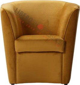 Poltrona in velluto Giallo Senape per camera da letto ufficio