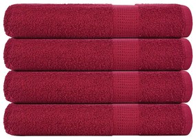 Asciugamani 4 Pz Bordeaux 100x200 Cm 360 G/m² 100% Cotone /