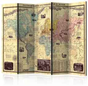Paravento Nouvelle Carte Du Monde - mappa retro del mondo in francese