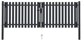 Cancello Per Recinzione Doppio İn Acciaio 306x150 Cm Antracite /