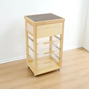 Carrello in legno Naturale con cesti portafrutta in policarbonato LANDHELL