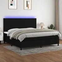 Letto a Molle Materasso e LED Nero 200x200cm in Tessuto cod mxl 55023