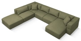 Divano a U angolare verde chiaro, angolo sinistro Esther - Milo Casa