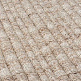 Tappeto beige in misto lana tessuto a mano 120x170 cm Rene Fringed Ribbed – Flair Rugs