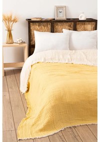 Copriletto in mussola gialla per letto matrimoniale 230x250 cm - Mijolnir
