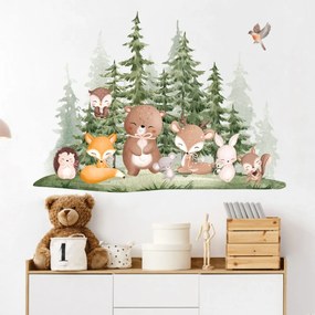 Adesivo murale per la stanza dei bambini - animali della foresta | Inspio