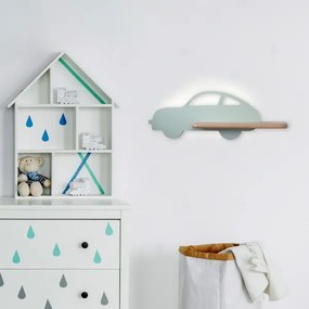 Applique LED per bambini con mensola CAR LED/5W/230V verde/legno