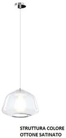 Sospensione ottone sat. 1 luce vetro alpha trasparente 1176os-s1 al...