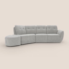 Cerbero divano angolare con pouf mobile in morbido bouclé impermeabile T07