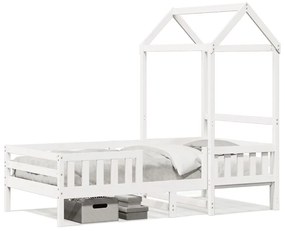 Giroletto Con Tetto Bianco 90x200 Cm İn Legno Di Pino /