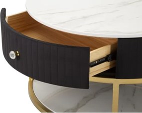 Tavolo da caffè con struttura dorata montpellier colore nero ø75x36 cm