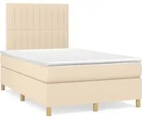 Letto a Molle con Materasso e LED Crema 120x190 cm in Tessuto 3270265