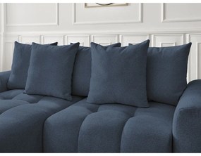 Divano angolare blu allungabile/con contenitore (con penisola a sinistra/con chaise lounge) con rivestimento in ciniglia Roxelane – Bobochic Paris