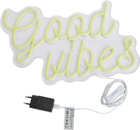 Lampada da parete al neon gialla con LED - Good Vibes