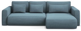 Divano angolare azzurro allungabile/con contenitore (con penisola a destra/con chaise lounge) Kapua – Makamii