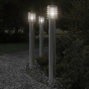 Lampada Da Terra Per Esterni Presa Argento 110 Cm İn Acciaio /