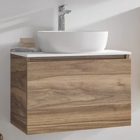 Kamalu - Mobile bagno 60 cm con piano bianco solid surface SP-60C