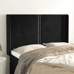 Testiera Ad Orecchio Nera 147x16x118/128 Cm İn Velluto /