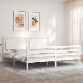 Giroletto con testiera bianco 200x200 cm in legno massello