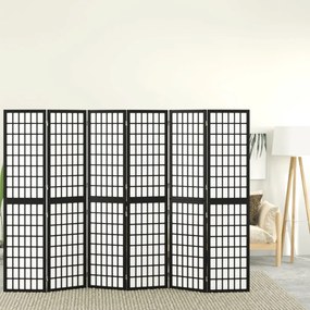 Divisorio Pieghevole 6 Pannelli Stile Giapponese 240x170cm Nero /