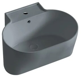 Lavabo da appoggio Tino COLAVENE ovale in ceramica L 60 x H 35 x P 50 cm grigio opaco piletta non inclusa