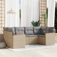 Set Divano da Giardino 6 pz con Cuscini Beige in Polyrattan 3258664