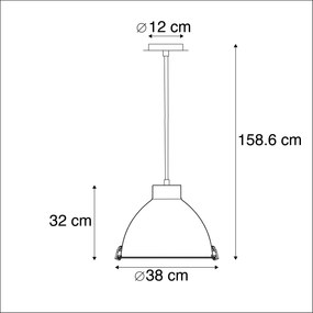 Lampada a sospensione industriale in alluminio 38 cm dimmerabile - Anteros
