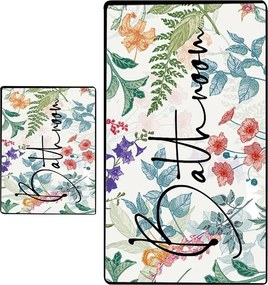 Set di tappetini per il bagno 2 pz 60x100 cm Green In Flower – Foutastic