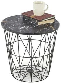 Tavolino HARISSA 41x42 cm nero/nero marmor decor