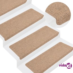 vidaXL Tappetini Autoadesivi per Scale 15 pz 65x24,5x3,5 cm Beige
