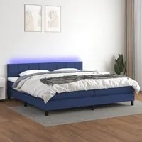 Letto a Molle Materasso e LED Blu 200x200cm in Tessuto 3133187