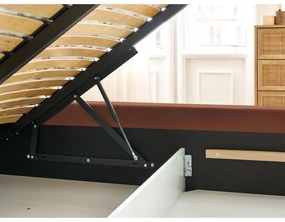 Letto matrimoniale imbottito arancione con vano contenitore con griglia 180x200 cm Jagna - Bobochic Paris