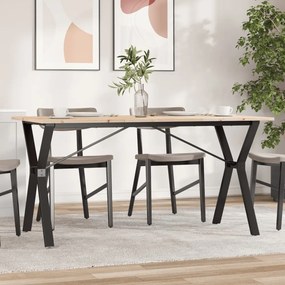 Tavolo Da Pranzo Telaio A Y 160x80x75 Cm Legno Pino E Acciaio /