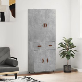 Credenza grigio cemento 69,5x34x180 cm in legno multistrato