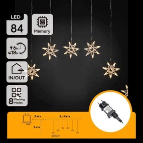 Aigostar - Catena luminosa LED per esterni 84xLED/230V 1,2x1m IP44 bianco caldo fiocchi di neve