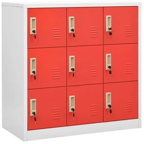 Armadietto A Chiave Grigio Chiaro E Rosso 90x45x92,5 Cm Acciaio /